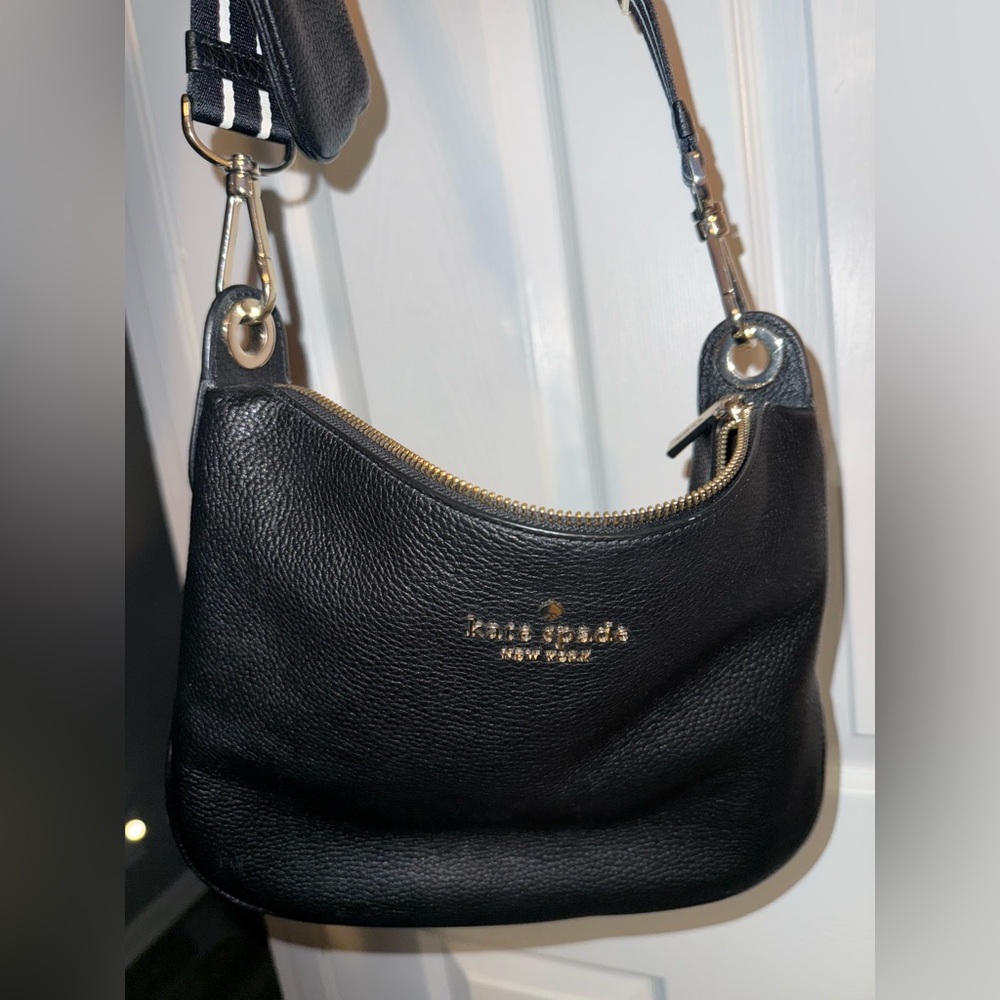 Kate Spade Black Leather Adjustable Crossbody Bag